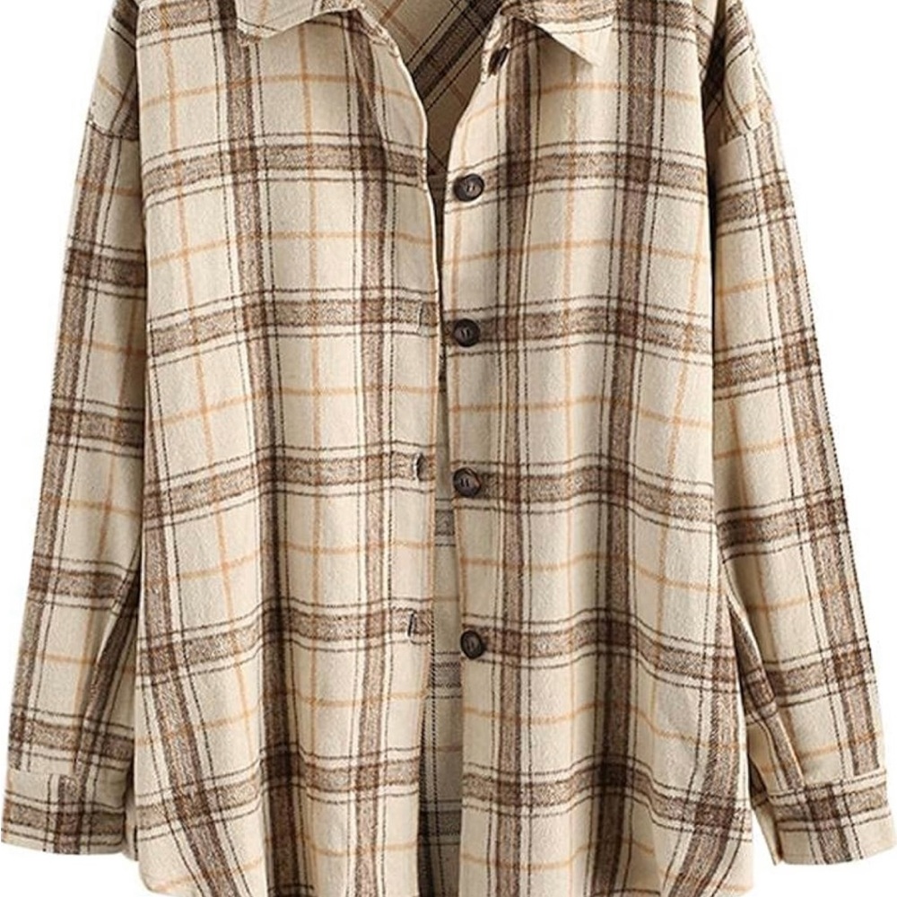 Zaful Plaid Flannel Button Down Shirt/ Shacket - Picture 5 of 10